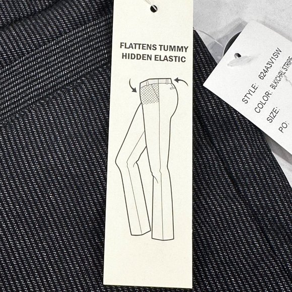 Studio Works Women's Size 16 Petite Briggs Pant Slimming Striped Black Charcoal - Picture 14 of 16